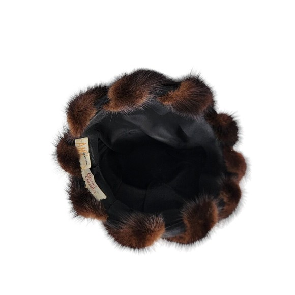 Vintage Conrad & Chandler New York Mink Fur Hat Black Brown Swirls Mobwife PROP - Picture 8 of 9